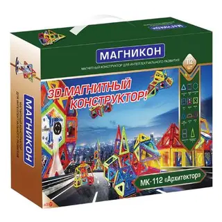 Магнитный 3D конструктор "Архитектор", 112 деталей