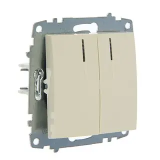 Выключатель ABB Cosmo, двухклавишный, с подсветкой, кремовый, 619-010300-203