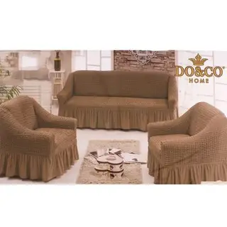 Чехол для мягкой мебели DO&CO DIVAN KILIFI 3-х предметный, кофе с молоком, п/э