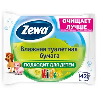 Влажная туалетная бумага Zewa, детская, 42 шт