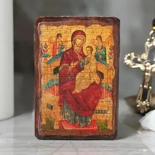 Икона под старину карманная "Всецарица", 7х10 см