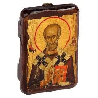 Икона под старину карманная "Николай Чудотворец", 7х10 см