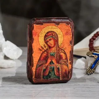 Икона под старину карманная "Умягчение злых сердец", 7х10 см