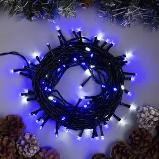 Гирлянда "Нить" уличная, УМС, 10 м, 2W LED-100-24В, мерцание, нить тёмная, свечение синее