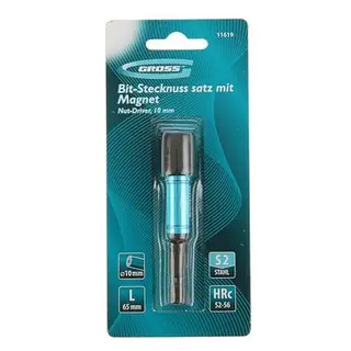 Бита с торцевой головкой GROSS, магнит. Nut-Driver, 10 мм, S2
