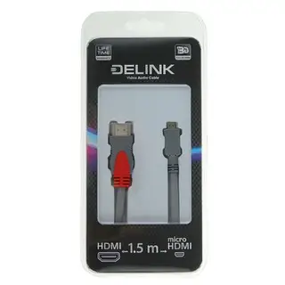 Кабель-переходник видео Delink 13054, HDMI(m)-microHDMI(m), 1.5 м, серый