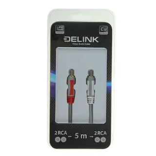 Кабель аудио/видео Delink 3660, 2xRCA(m)-2xRCA(m), 5 м, серый