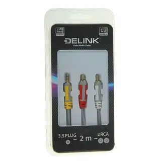 Кабель-переходник аудио Delink 3682, Jack 3.5 мм(m)-2xRCA(m), 2 м, серый