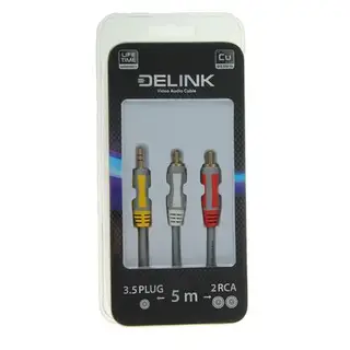 Кабель-переходник аудио Delink 3684, Jack 3.5 мм(m)-2xRCA(m), 5 м, серый