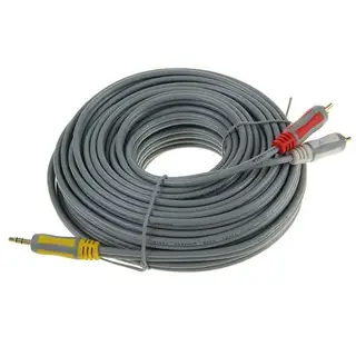 Кабель-переходник аудио Delink 3687, Jack 3.5 мм(m)-2xRCA(m), 15 м, серый
