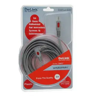 Кабель аудио AUX Delink 3830, Jack 3.5 мм(m)-Jack 3.5 мм(m), угловой, 5 м, серый