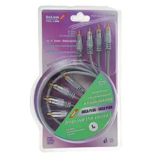 Кабель аудио/видео Delink 3523, 4xRCA(m)-4xRCA(m), 1 м, серый