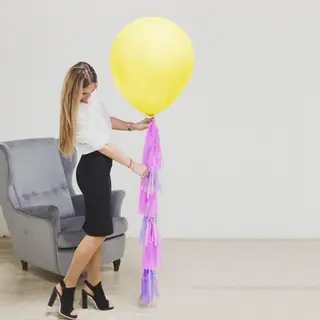 Воздушный шар, 24", с тассел лентой, открытка, жёлтый