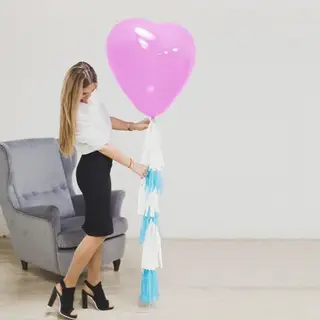 Воздушный шар «Сердце» 24", тассел лента, открытка, розовый
