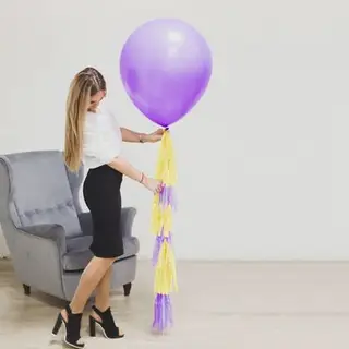 Воздушный шар, 24", фиолетовый, с тассел лентой