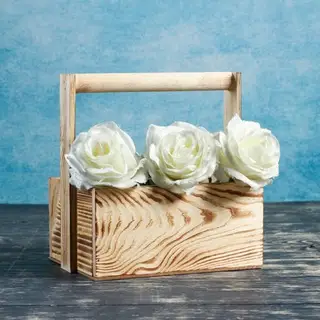 Кашпо деревянное 20×16×9.5(22) см Элегант "Классик", с ручкой, экзотик