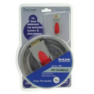 Кабель-переходник видео Delink 8009, DVI(m)-HDMI(m), 10 м, серый