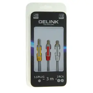 Кабель-переходник аудио Delink 3683, Jack 3.5 мм(m)-2xRCA(m), 3 м, серый