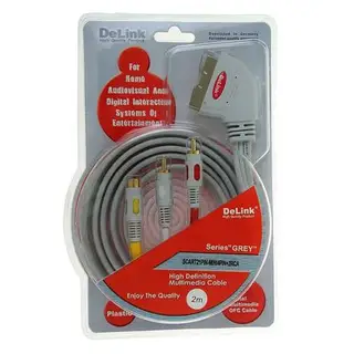Кабель-переходник аудио/видео Delink 3639, S-Video(m)+2xRCA(m)-SCART(m), 2 м, серый