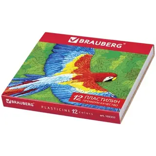 Пластилин 12 цветов 240 г, BRAUBERG высшее качество, со стеком, картонная упаковка