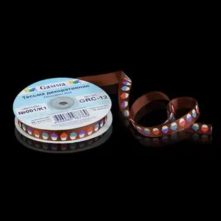 Лента репсовая "Кексы", №001/K1, 12мм, 22,5±0,5м, цвет коричневый