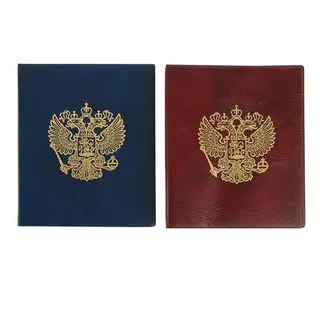 Альбом для монет на кольцах, формат "Оптима", 230 х 265 мм, входит до 20 листов, обложка искусственная кожа, тиснение «Герб», МИКС