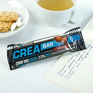Батончик IRONMAN Crea Bar с креатином, кокос, тёмная глазурь, спортивное питание, 50 г