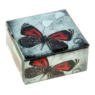 Шкатулка "Бабочка кардинал" 9,5х9,5х5 см