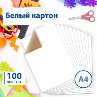 Картон для подшивки документов А4, 100 листов, немелованный, односторонний, блок 260 г/м², бело-серый