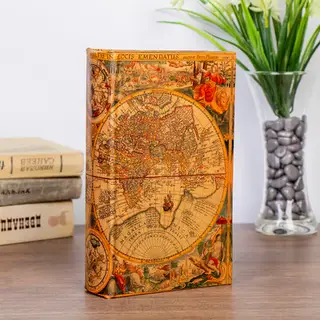 Шкатулка книга - сейф «Старинные карты мира», дерево и искусственная кожа, с замком, 21×13×5 см