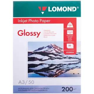 Фотобумага для струйной печати А3, 50 листов LOMOND, 200 г/м2, односторонняя, глянцевая (0102024)