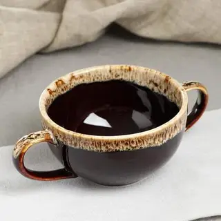Бульонница, пена, коричневая, керамика, 0.35 л