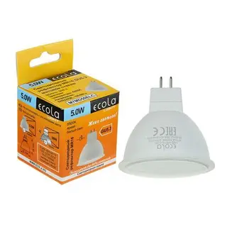 Лампа светодиодная Ecola Light, MR16, 5 Вт, GU5.3, 6500 K, 48x50 мм, матовое стекло