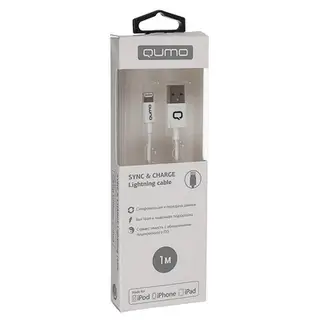 Кабель Qumo, Lightning - USB, 2.4 А, 1 м, белый