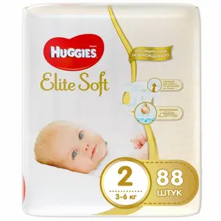 Подгузники Mega Elite Soft 2 (3-6 кг), 88 шт