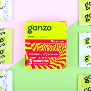 Презервативы «Ganzo» Extase, ребристые, 3 шт
