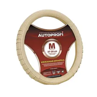 Оплётка руля AUTOPROFI AP-470 D.BE (M), натуральная кожа, 2 вставки "гармошка", цвет тёмно-бежевый