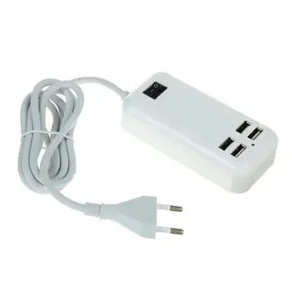 Зарядная станция LuazON, модель LCC-98, 4 USB порта, 1 А каждая, провод 1.3 м, белая