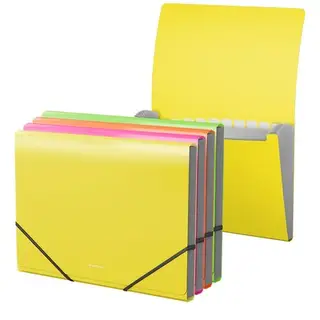 Папка-картотека на резинке, А4, 6 отделов, Erich Krause Glance Neon, корешок 35 мм, толщина пластика 600 мкм, микс