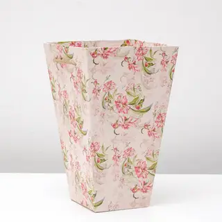 Коробка-переноска из картона для цветов с ручками 18х18х30 см