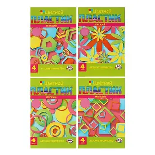 Набор мягкого пластика EVA А4, 4 листа, 4 цвета Geometric shapes, пастельные