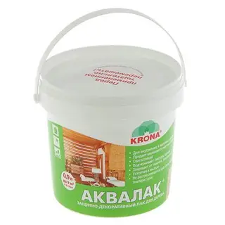 Лак защитно-декоративный для древесины Аквалак Krona, бесцветный, 0,9 л