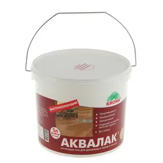 Лак акриловый для деревянных полов и паркета Аквалак Krona, бесцветный, 5 л