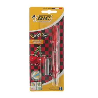 Ручка перьевая BIC EasyClic Цветок, иридивое покрытие, резиновый упор, синие чернила