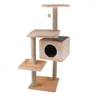 Игровой комплекс с домиком, полками и игрушкой, 38,5х38,5х118см, джут, микс цветов