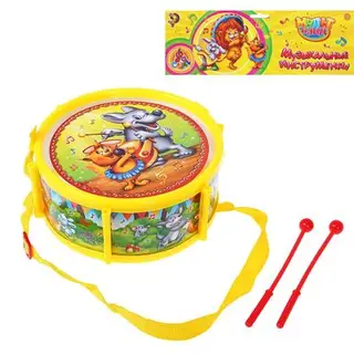 Игрушка барабан «Зверята-2», d=19 см, МИКС