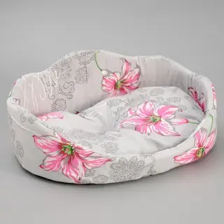 Лежанка овальная с фигурной спинкой, 49 х 36 х 19 см микс цветов