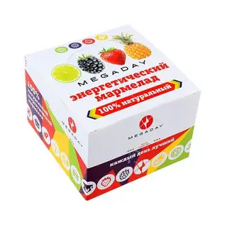 Мармелад энергетический MegaDay ассорти, шоубокс 16 шт, 4 вкуса по 4 шт