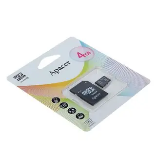Карта памяти Apacer microSD, 4 Гб, SDHC, класс 4, с адаптером SD