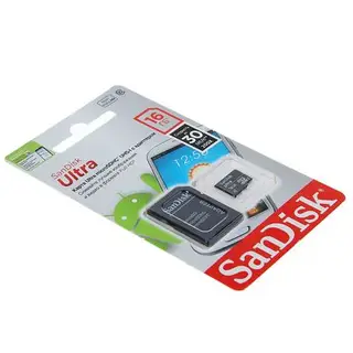 Карта памяти SanDisk microSD, 16 Гб, SDHC, UHS-I, до 30 Мб/с, класс 10, с адаптером SD